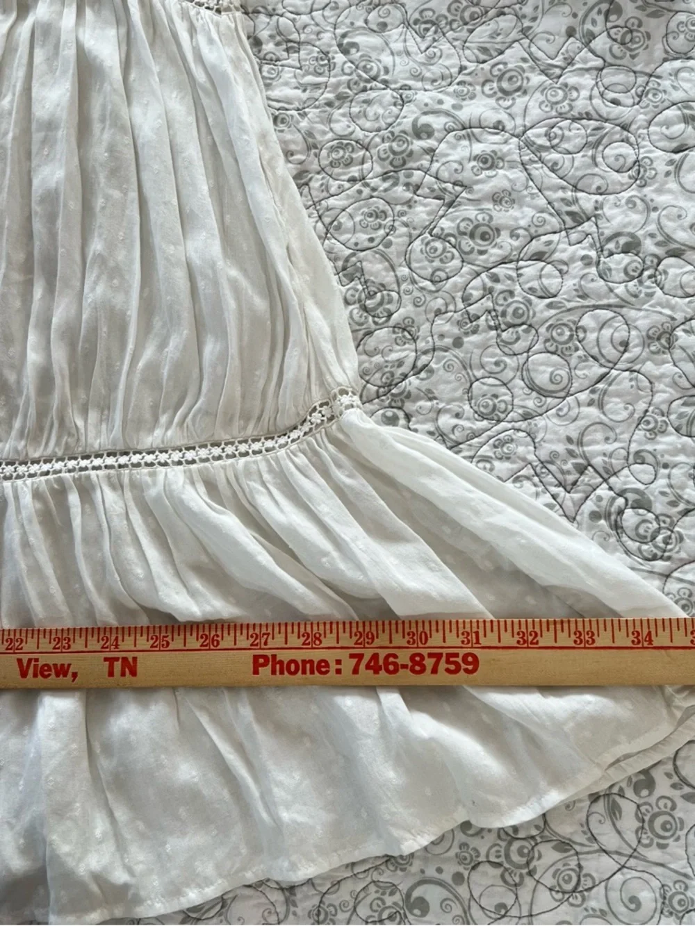Lucky Brand White Swiss Dot Mini Dress Peasant Boho Gathered Gauzy Flowy Coastal - Picture 6 of 7